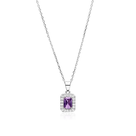 Gargantilla plata y circonitas morada "Austen"