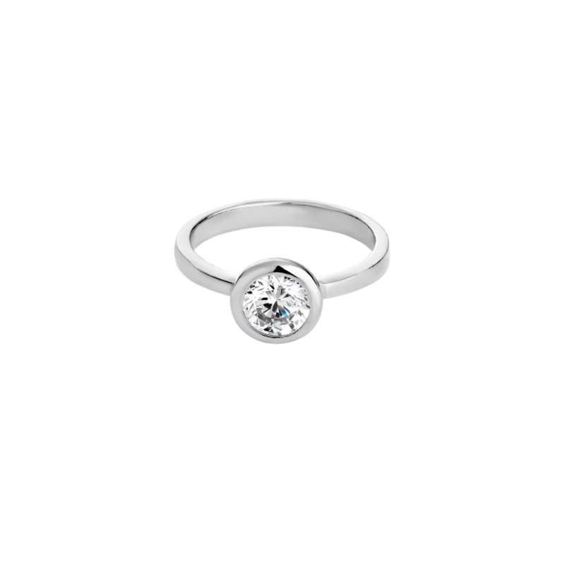 Anillo Itemporality Plata Y Circonita Engastada En Bisel SRN-101-082
