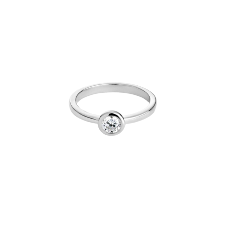 Anillo Itemporality Plata Y Circonita Engastada En Bisel SRN-101-085