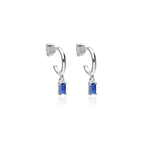 Aros Plata primera ley y circonita azul "Gelatto"
