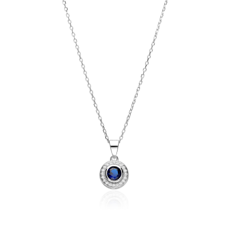 Gargantilla plata y circonitas azul "Allende"
