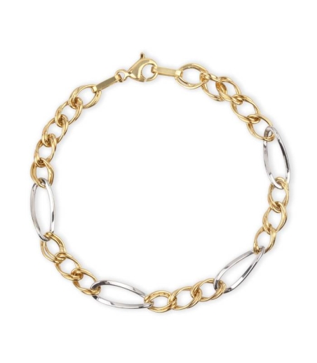 Pulsera eslabones Oro Bicolor 18K