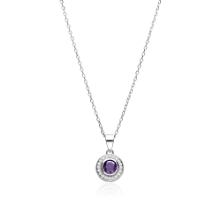 Gargantilla plata y circonitas morada "Allende"