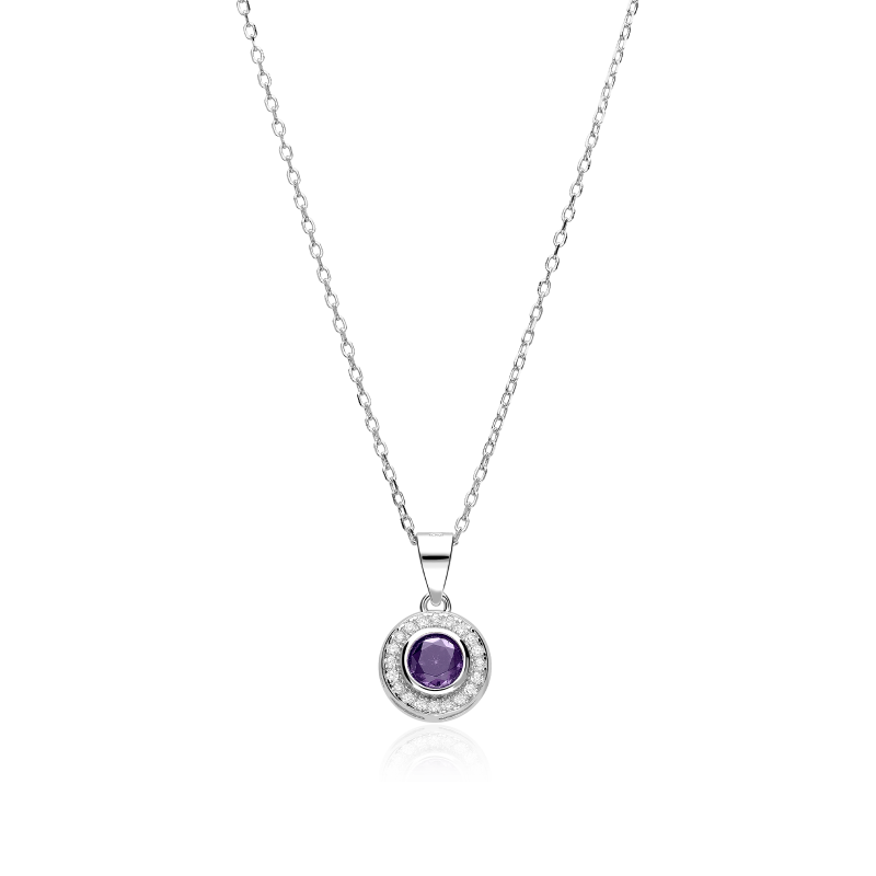 Gargantilla plata y circonitas morada "Allende"