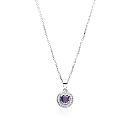 Gargantilla plata y circonitas morada "Allende"