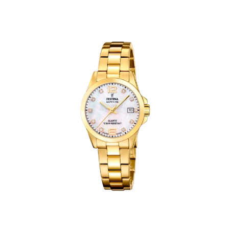 Reloj Festina Swiss Made Acero Dorado Esfera Nacarada F20050/1
