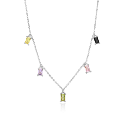 Gargantilla plata y circonitas colores "Sante"