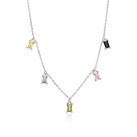 Gargantilla plata y circonitas colores "Sante"