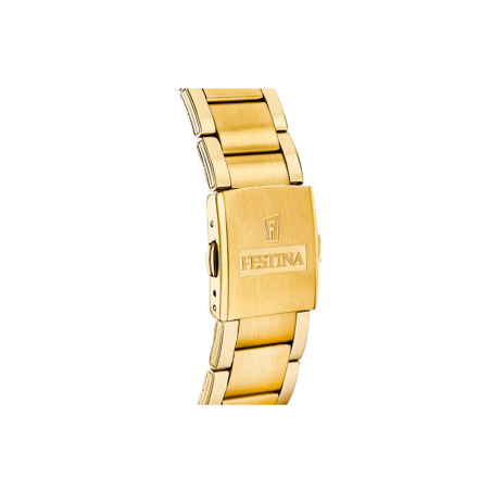Reloj Festina Acero Dorado Timeless Chronograp Esfera Negra F20633/4