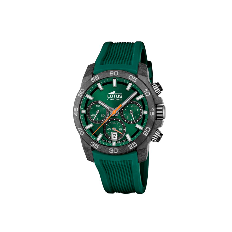 Reloj Lotus Chrono Correa Caucho Esfera Verde 18974/2