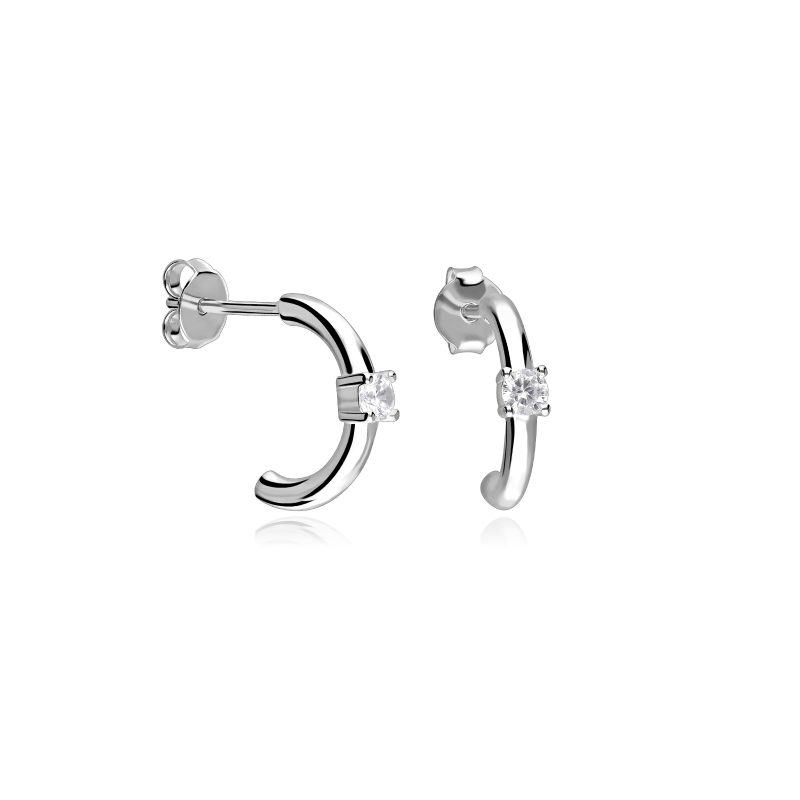 Pendientes Plata primera ley y circonita blanca "Maily"