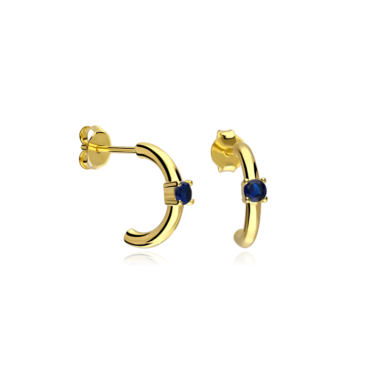 Pendientes Plata primera ley y circonita azul "Maily"