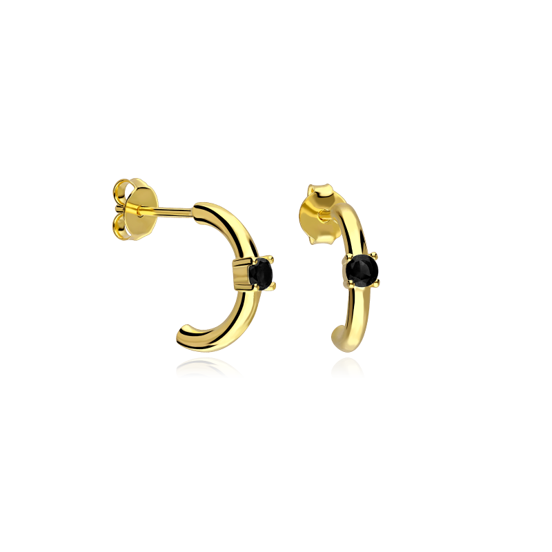 Pendientes Plata primera ley y circonita negra "Maily"