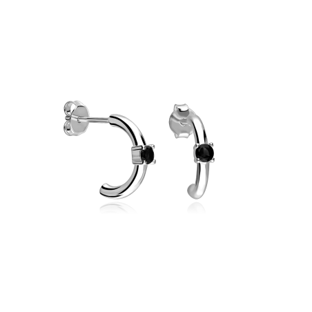 Pendientes Plata primera ley y circonita negra "Maily"