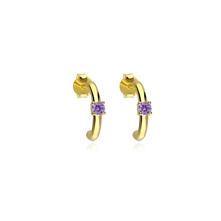 Pendientes Plata primera ley y circonita lila "Maily"