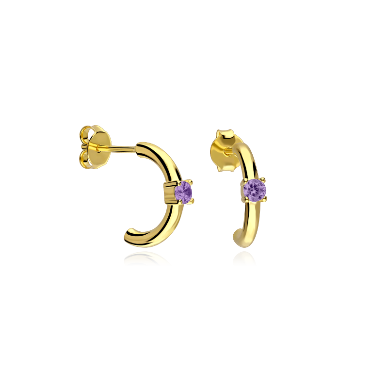 Pendientes Plata primera ley y circonita lila "Maily"