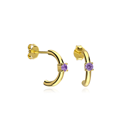 Pendientes Plata primera ley y circonita lila "Maily"