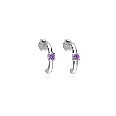 Pendientes Plata primera ley y circonita lila "Maily"