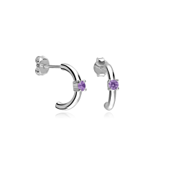 Pendientes Plata primera ley y circonita lila "Maily"