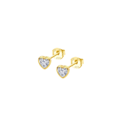 Pendientes Lotus Silver Plata Baño Oro Corazón Y Circonitas LP2000-4/2