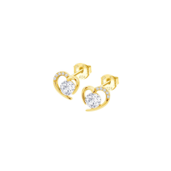 Pendientes Lotus Silver Baño Oro Corazón Abierto Circonitas LP3106-4/4