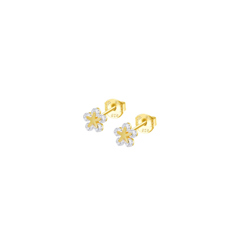Pendientes Lotus Silver Plata Baño Oro Estrella Y Circonitas LP3107-4/2