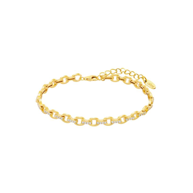 Pulsera Lotus Silver Plata Baño Oro Cadena Y Circonitas LP3306-2/2