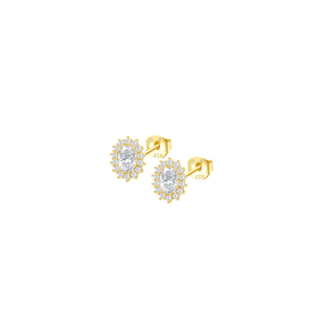 Pendientes Lotus Silver Plata Baño Oro Y Circonitas LP3459-4/7