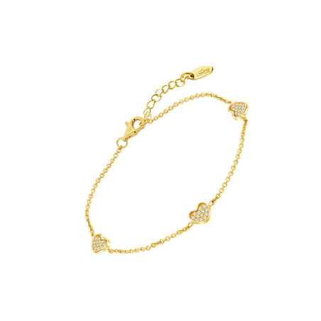 Pulsera Lotus Silver Baño Oro Corazones Y Circonitas LP3586-2/2