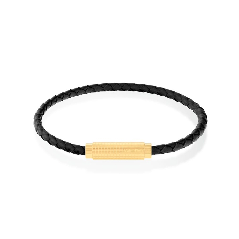 Pulsera Calvin Klein acero y cuero negro 35000423