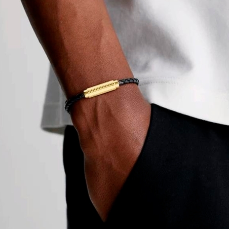 Pulsera Calvin Klein acero y cuero negro 35000423