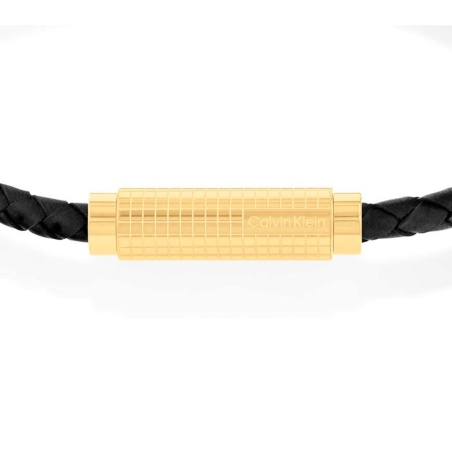 Pulsera Calvin Klein acero y cuero negro 35000423