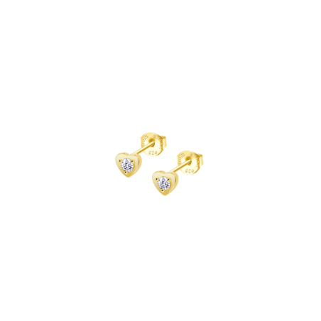 Pendientes Lotus Silver Baño Oro Corazón Y Circonita LP3849-4/2