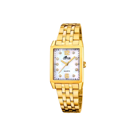 Reloj Lotus Square Acero Dorado Esfera Rosa 18986/1