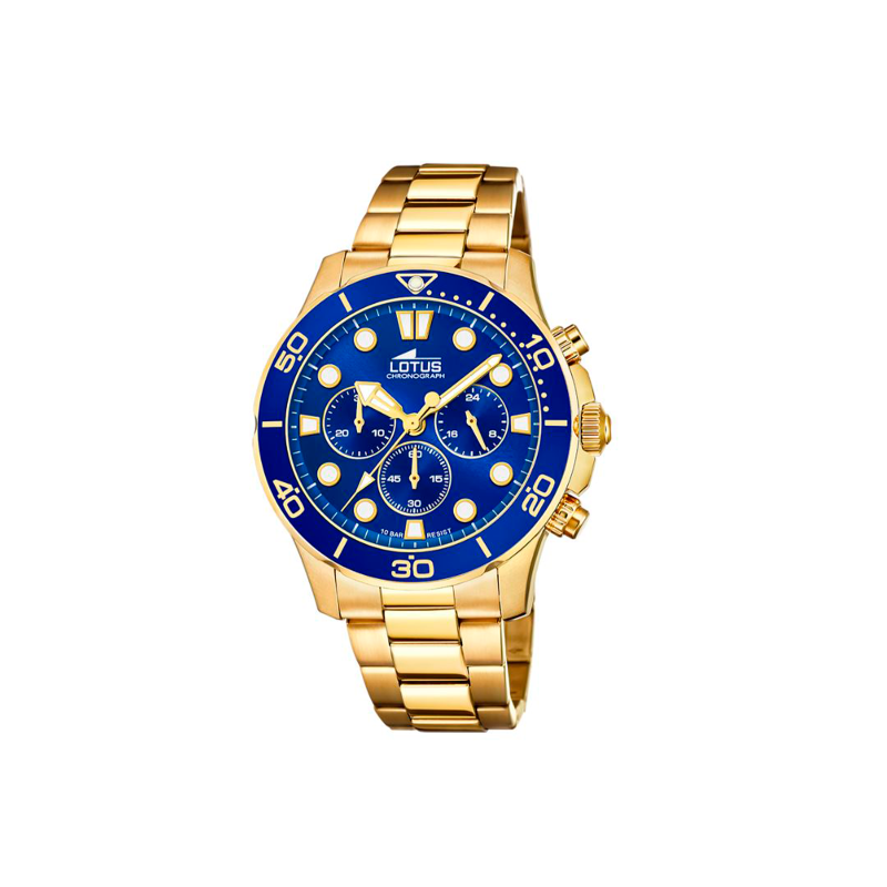 Reloj Lotus Excellent Acero Dorado Esfera Azul 18758/1