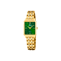 Reloj Lotus Acero Dorado Esfera Cuadrada Verde 19009/5