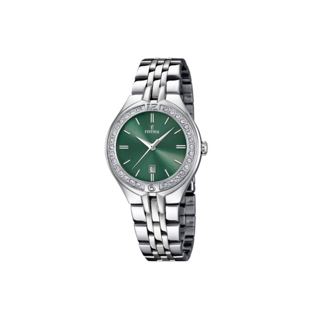 Reloj Festina Acero Esfera Verde Y Circonitas F16867/7