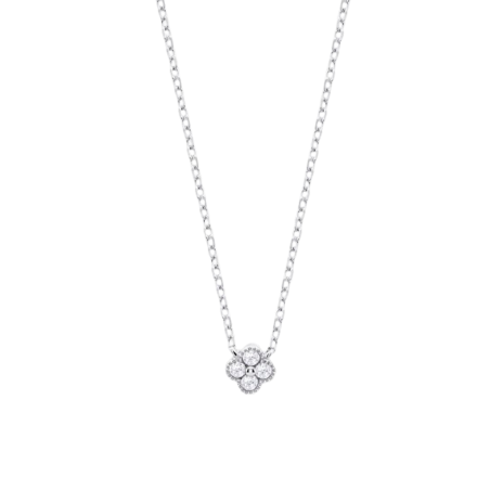 Collar Lotus Silver Trendy Trébol Y Circonitas LP3889-1/1