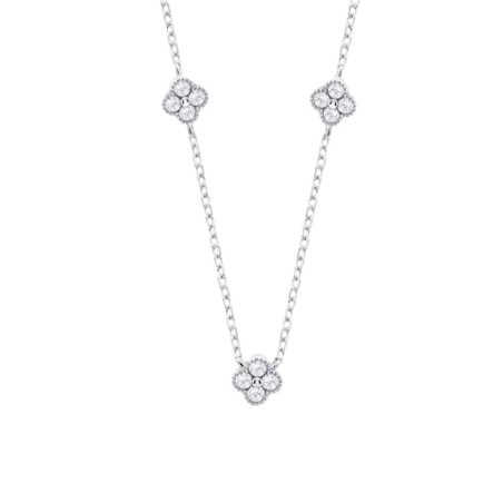 Collar Lotus Silver Trendy Tréboles Y Circonitas LP3889-1/2