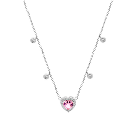 Collar Lotus Silver Colors Corazón Y Circonitas LP3893-1/1