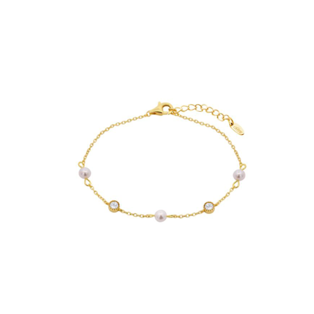 Pulsera Lotus Silver Baño Oro Perlas Y Circonitas LP3411-2/2