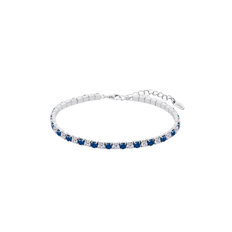 Pulsera Lotus Silver Riviere Plata Y Circonitas Blancas Y Azules LP3452-2/5