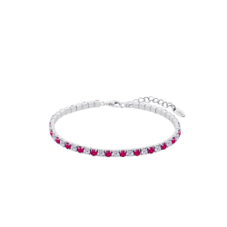 Pulsera Lotus Silver Riviere Plata Y Circonitas Blancas Y Rosas LP3452-2/6