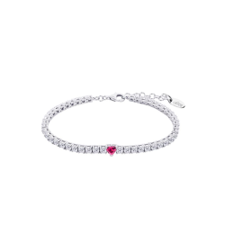 Pulsera Lotus Silver  Plata Y Circonitas Corazón Rojo LP3762-2/2