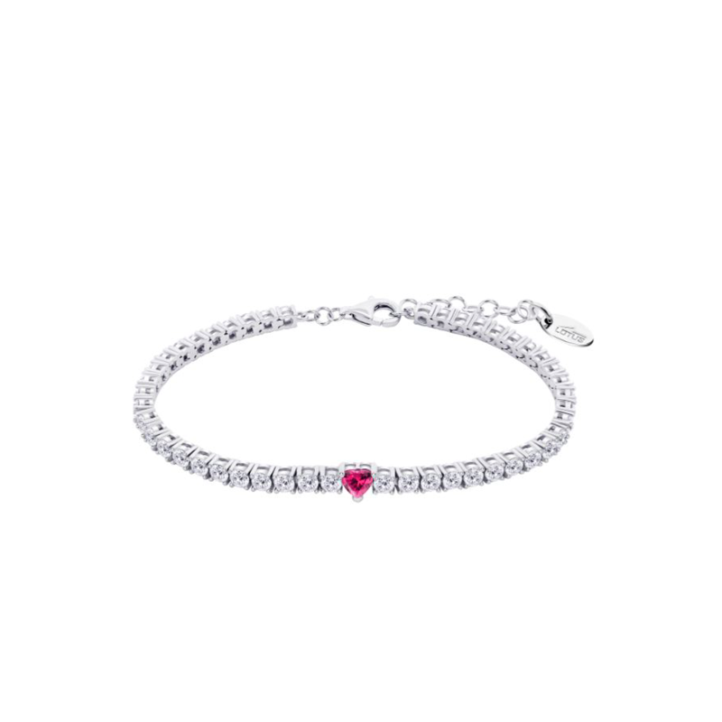 Pulsera Lotus Silver  Plata Y Circonitas Corazón Rojo LP3762-2/2