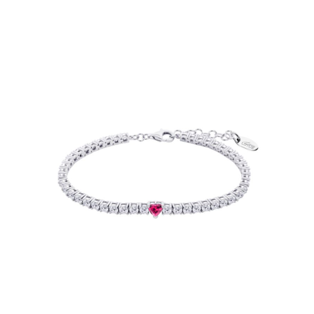 Pulsera Lotus Silver  Plata Y Circonitas Corazón Rojo LP3762-2/2
