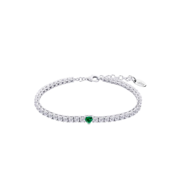 Pulsera Lotus Silver  Plata Y Circonitas Corazón Verde LP3762-2/4