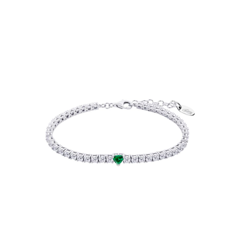 Pulsera Lotus Silver  Plata Y Circonitas Corazón Verde LP3762-2/4