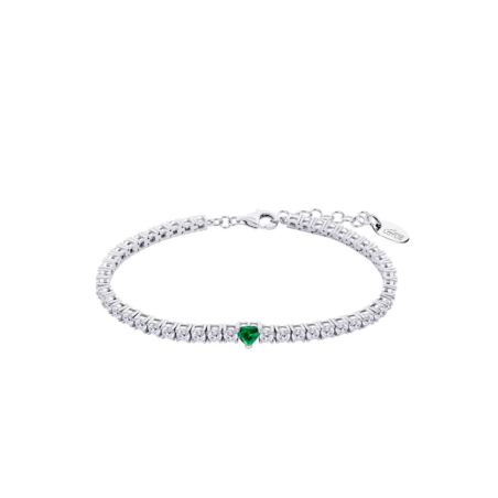 Pulsera Lotus Silver  Plata Y Circonitas Corazón Verde LP3762-2/4