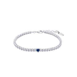 Pulsera Lotus Silver  Plata Y Circonitas Corazón Azul LP3762-2/3